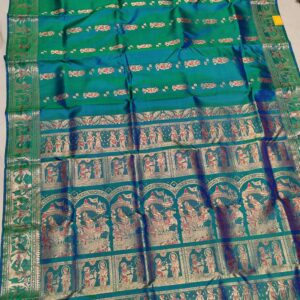 MAYURKONTHI { PEACOCK BLUE} SWARNACHARI SAREE