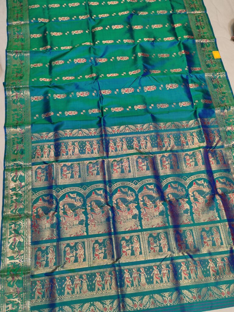 MAYURKONTHI { PEACOCK BLUE} SWARNACHARI SAREE